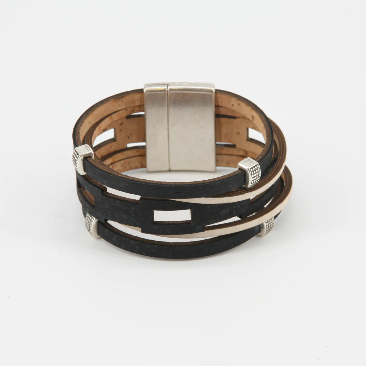 Veganes Kork-Armband "black & white"