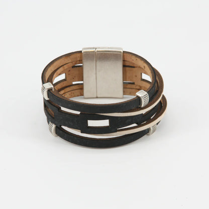 Veganes Kork-Armband "black & white"