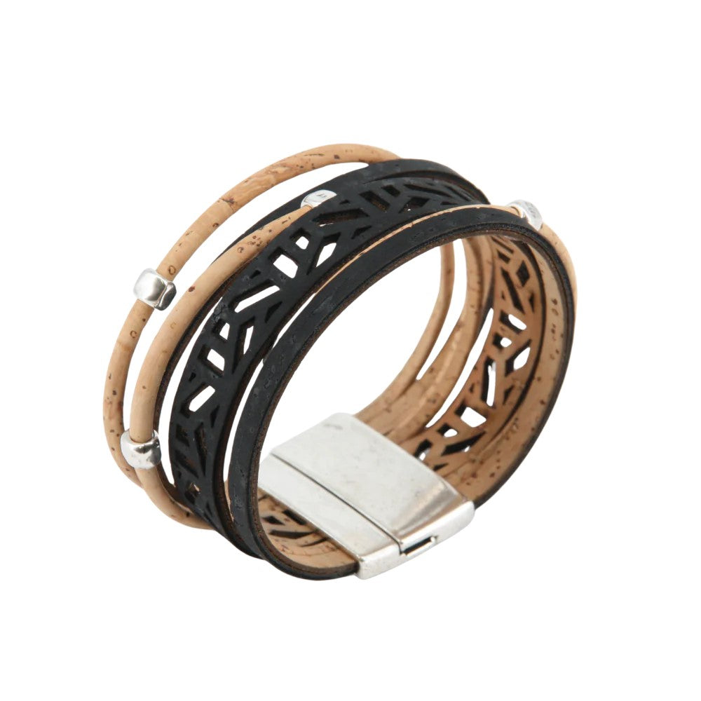 Armband aus Kork mit grafischen Mustern | schwarz-natur | vegan ❤ eco & fair Conceptstore ❤