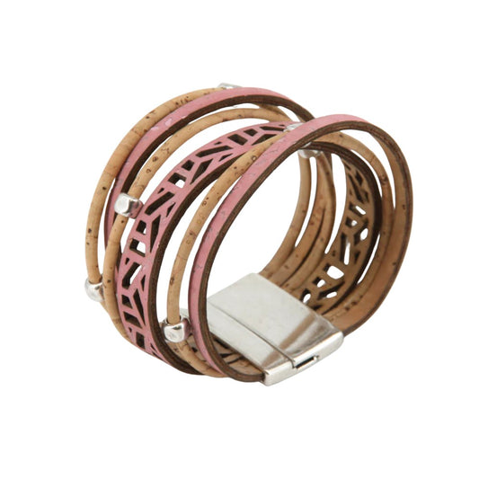Armband aus Kork mit grafischen Mustern | rosa-natur | vegan, nickelfrei, bleifrei  ❤ eco & fair Conceptstore ❤