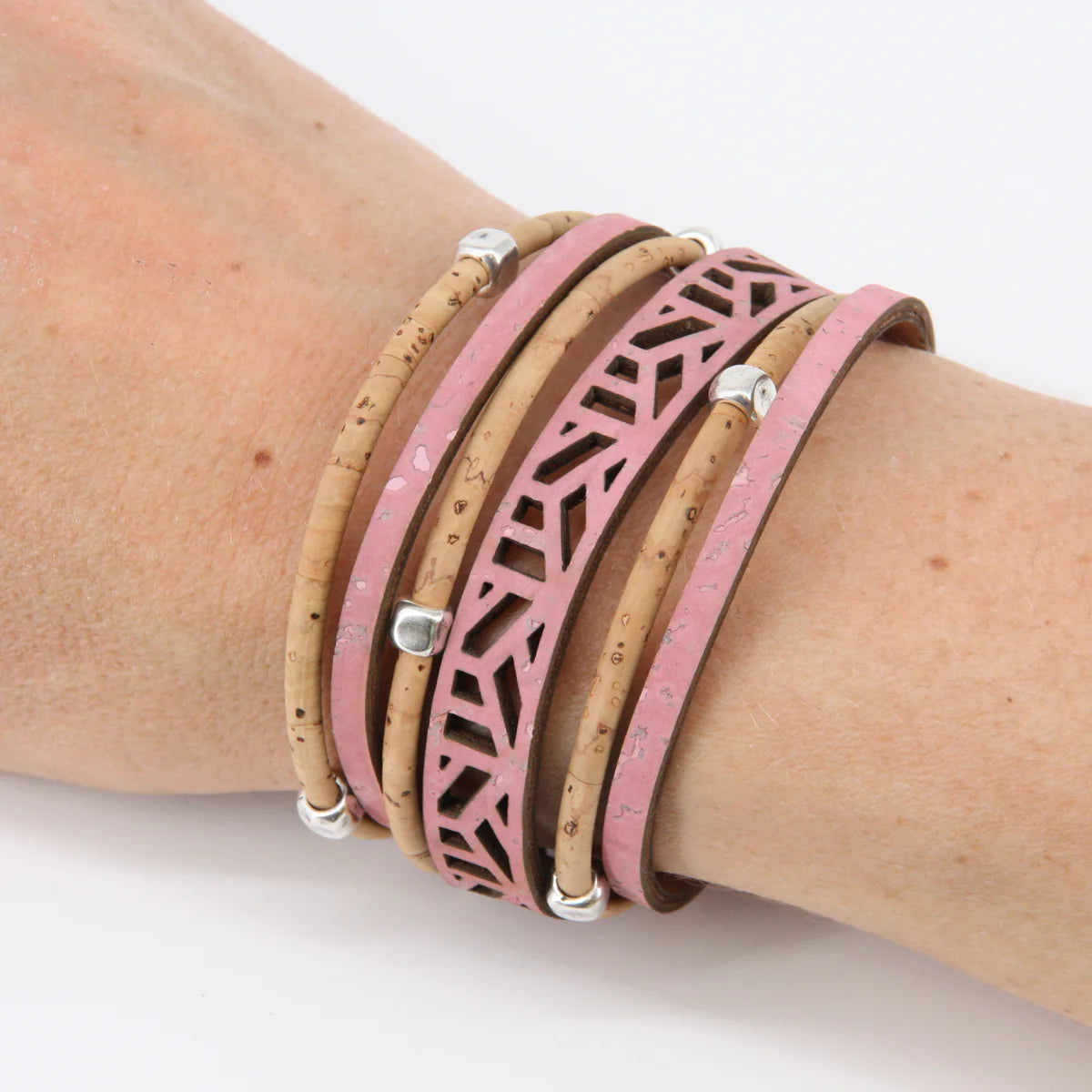 Veganes Kork-Armband "city break", rosa-natur