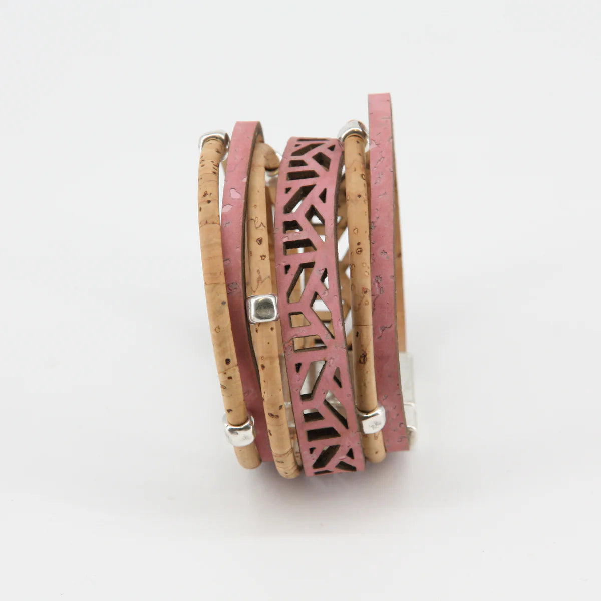 Veganes Kork-Armband "city break", rosa-natur