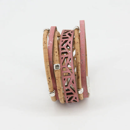 Veganes Kork-Armband "city break", rosa-natur