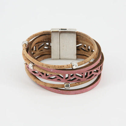 Veganes Kork-Armband "city break", rosa-natur