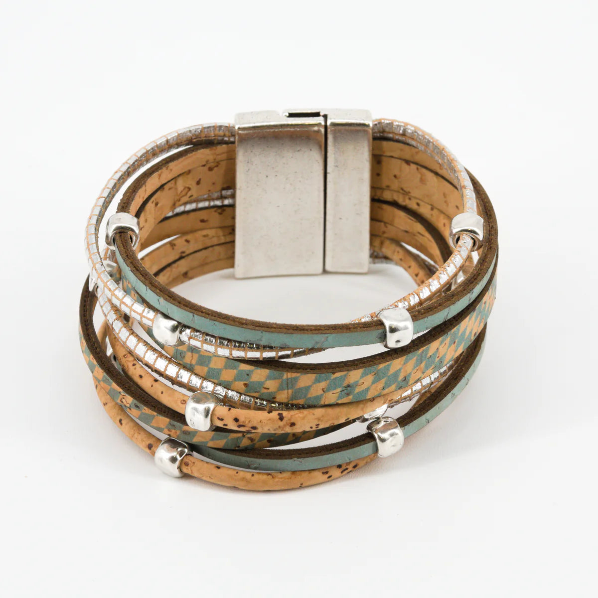 Veganes Kork-Armband mit Rauten (8 Bänder)