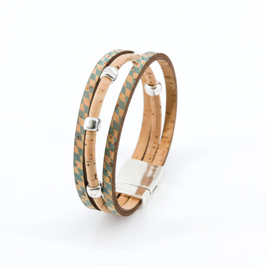 Graziles Armband aus Kork |  hellblau-natur | vegan, nickelfrei, bleifrei | verschiedene Größen ❤ eco & fair Conceptstore ❤
