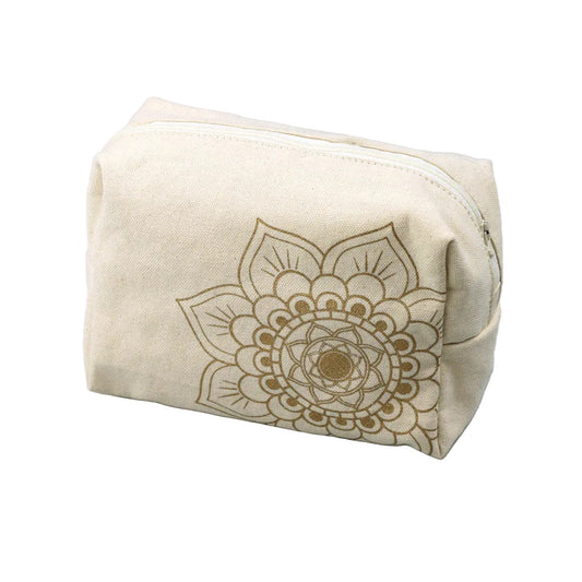 Kosmetiktasche aus Bio-Baumwolle mit Lotus Motiv