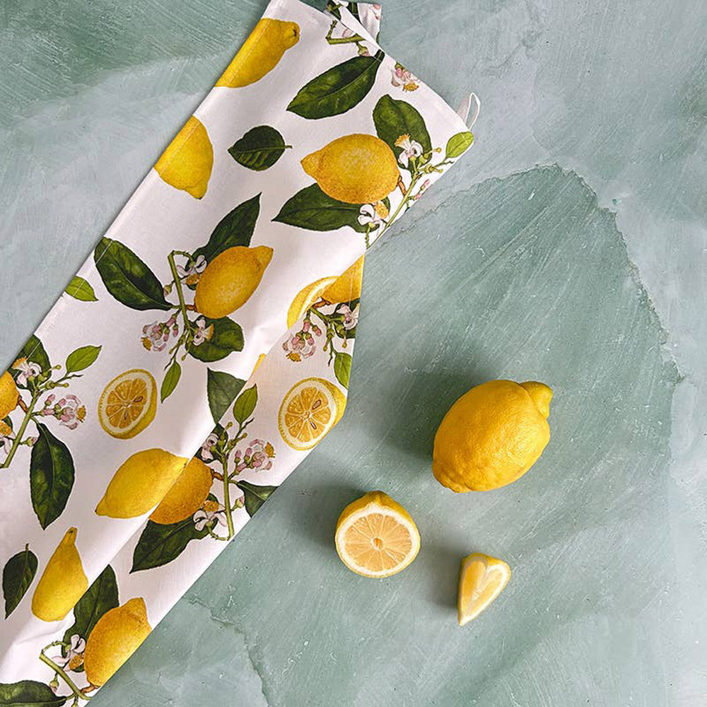 Gartenmotiv-Geschirrtuch, Lemons, Bio-Baumwolle