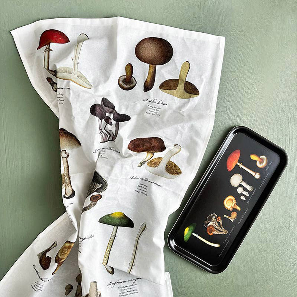 Gartenmotiv-Geschirrtuch, Mushrooms, Bio-Baumwolle