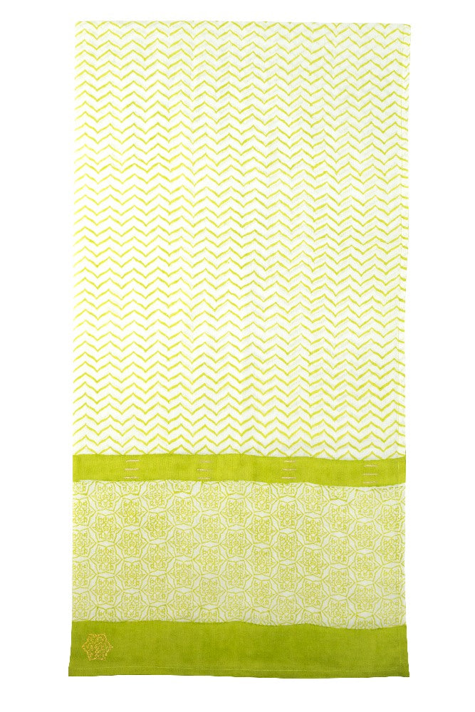 Pareo-Schal "Zigblock" bambusgrün, 100 x 180 cm
