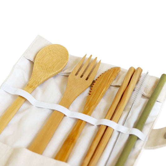 Picknick- und Reisebesteck-Set aus Bambus