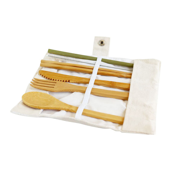 Picknick- und Reisebesteck-Set aus Bambus