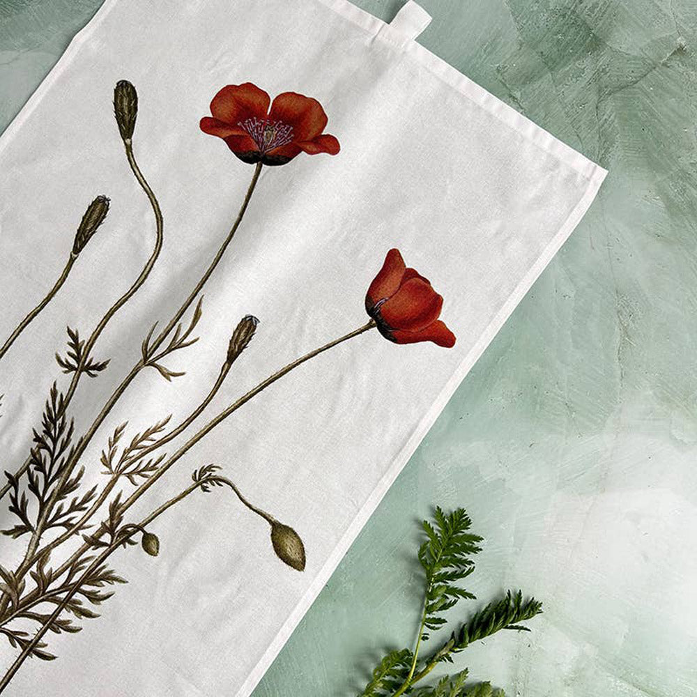 Blumenmotiv-Geschirrtuch, Poppy, Bio-Baumwolle