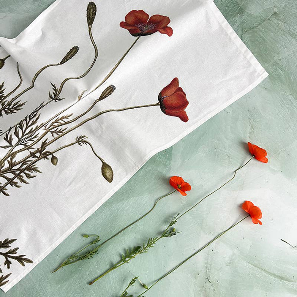 Blumenmotiv-Geschirrtuch, Poppy, Bio-Baumwolle