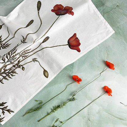 Blumenmotiv-Geschirrtuch, Poppy, Bio-Baumwolle