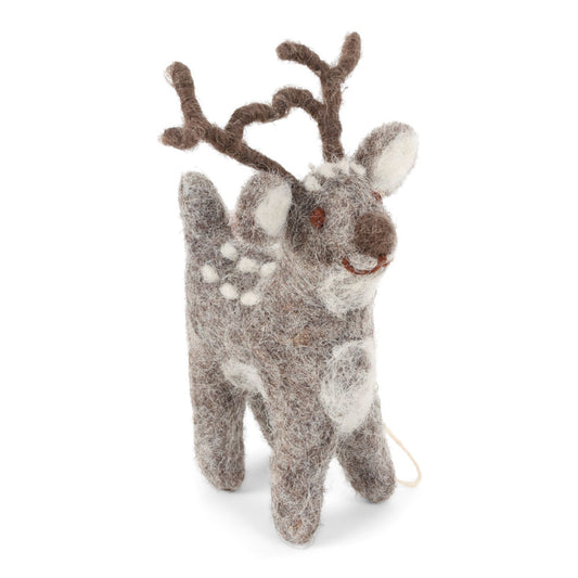 graues Rentier aus Wollfilz, fairtrade