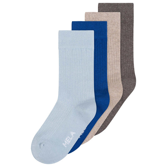 4 Paar Fairtrade Socken | mix blue earth | Bio-Baumwolle| gerippt