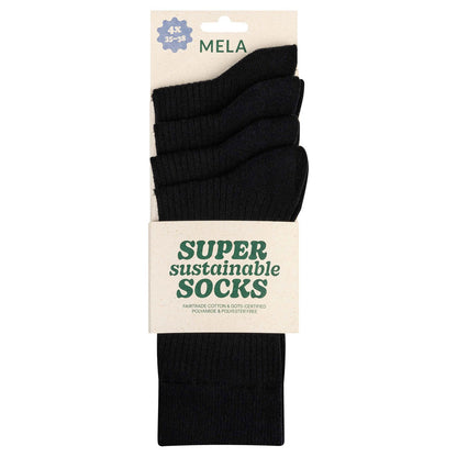 4 Paar Fairtrade Socken | schwarz | Bio-Baumwolle| gerippt