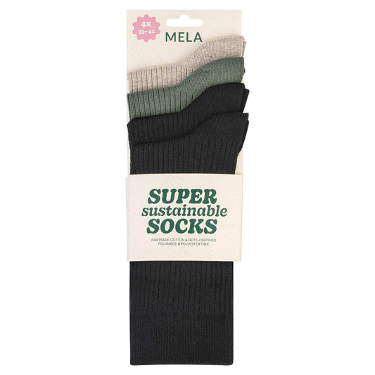 4 Paar Fairtrade Socken | mix natural dark | Bio-Baumwolle| gerippt