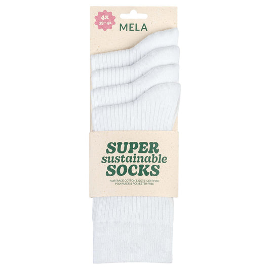 4 Paar Fairtrade Socken | weiß | Bio-Baumwolle| gerippt