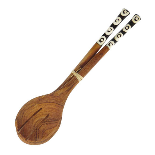 Salatbesteck BONE oval, Olivenholz
