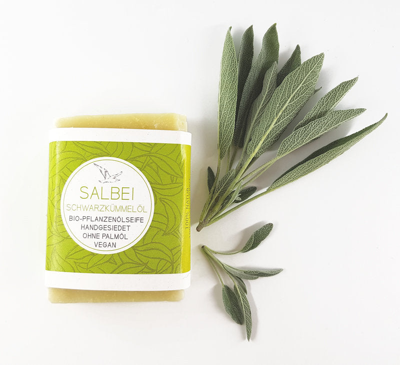 vegane Bio-Seife SALBEI mit Schwarzkümmel-Öl, Küstenseifen