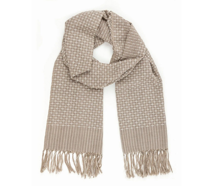 Schal "Stitch" braun-beige, fairtrade, aus Bio-Baumwolle