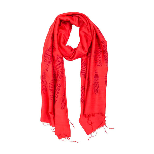 Handbedruckter Schal aus Seide und Viskose, rot, 60 x 180 cm