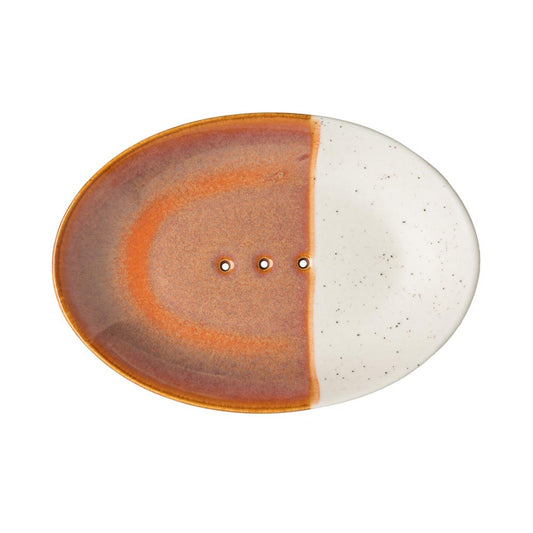Ovale Seifenschale 2-farbig creme-rostrot, Tranquillo