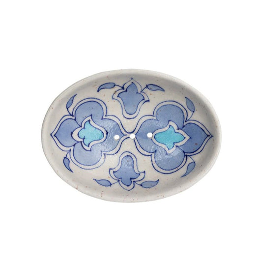 Keramik-Seifenschale Blue Pottery "Light Blue Flowers" handbemalt