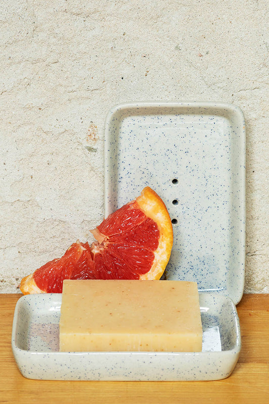 Seifenschale Rustic, Steinzeug, leicht gesprenkelte, bläuliche Farbgebung