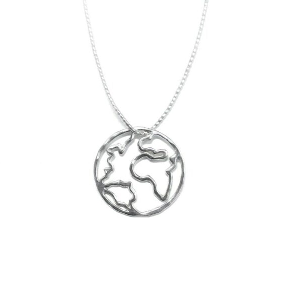 Kettenanhänger Earth, handgefertigt aus recyceltem 925er Silber