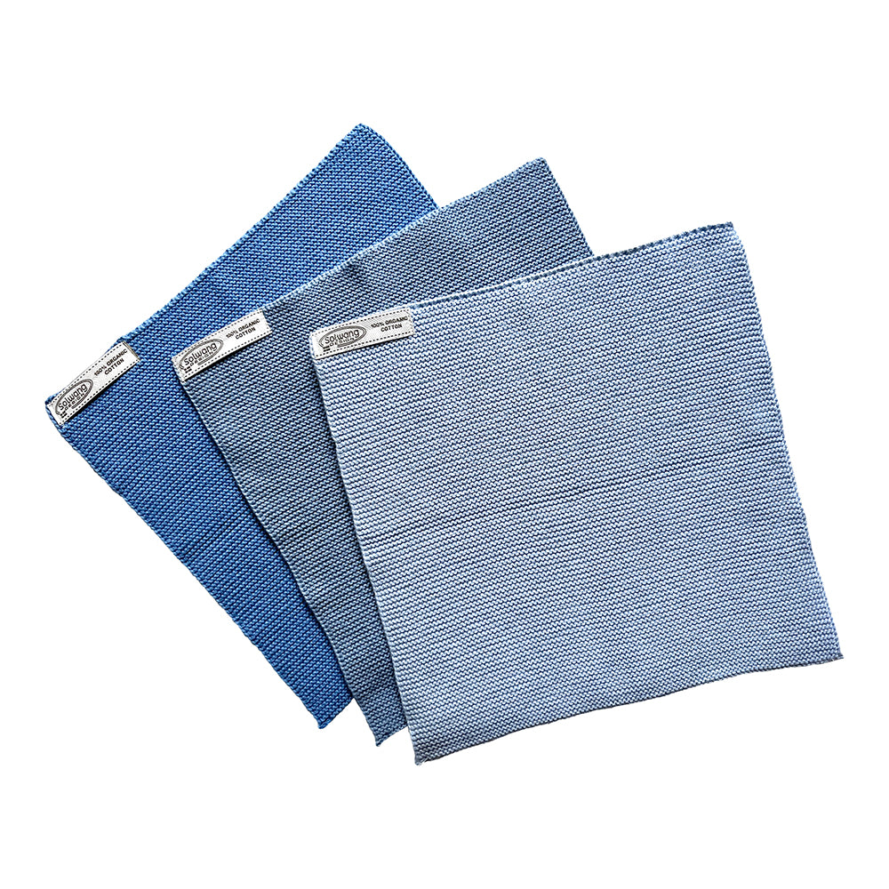 3er-Set Spültücher, eisblau, Bio-Baumwolle