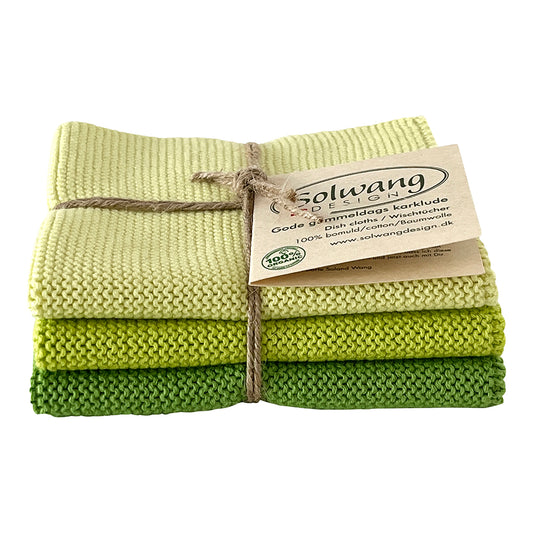 3er-Set Spültücher, hellgrün Kombi, Bio-Baumwolle