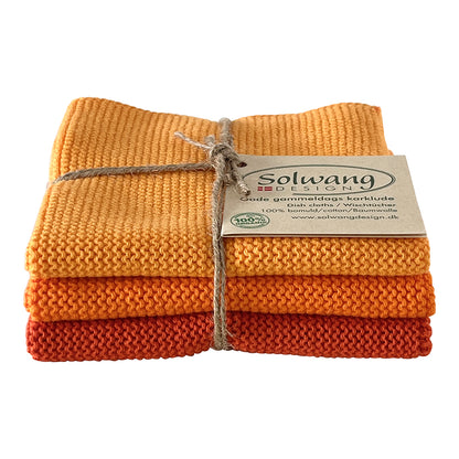 3er-Set Spültücher, orange, Bio-Baumwolle