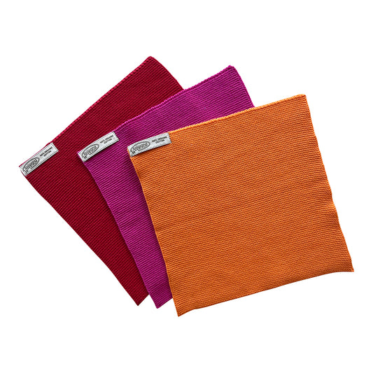 3er-Set Spültücher, orange-pink-rot, Bio-Baumwolle