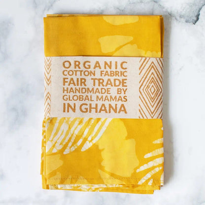 4 Stoffservietten aus Bio-Baumwolle, palmen-gelb, Fair Trade