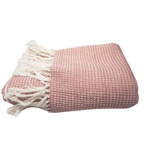 Strandtuch, fairtrade, natur/rot, 180*80cm, Biobaumwolle