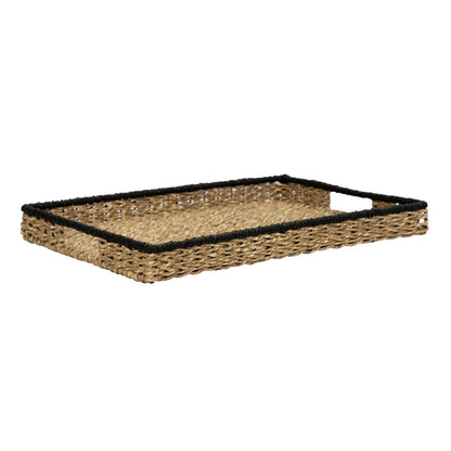 Rechteckiges Tablett aus Munji-Gras und Eisen (45 x 31 x 4 cm)
