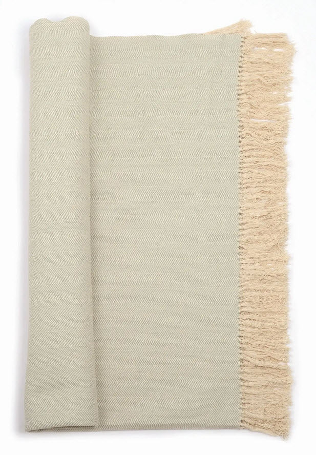 (Tages-) Decke beige/mint aus Bio-Baumwolle