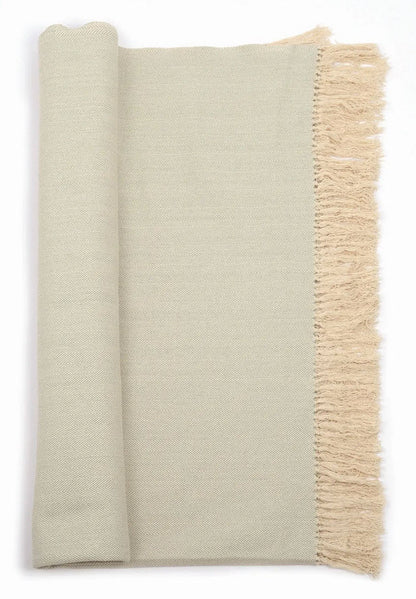 (Tages-) Decke beige/mint aus Bio-Baumwolle