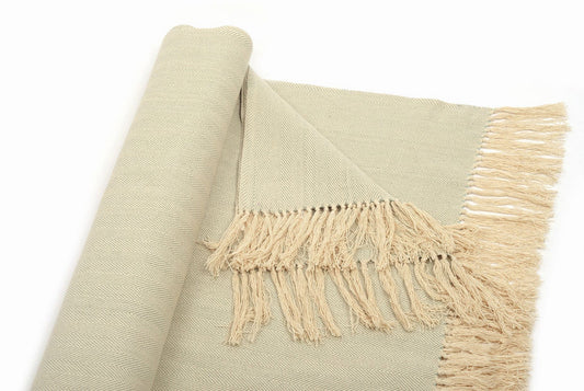 (Tages-) Decke beige/mint aus Biobaumwolle