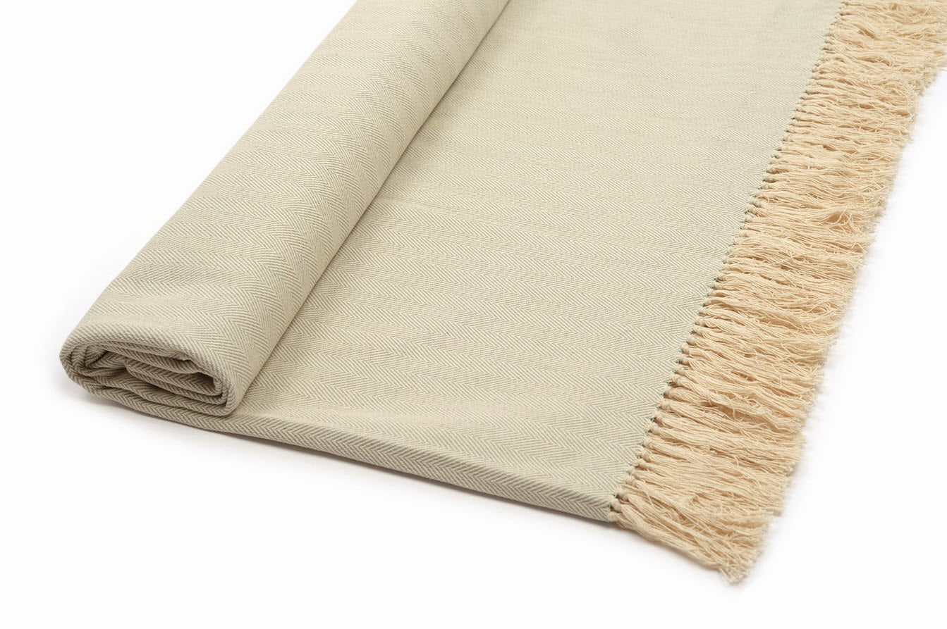(Tages-) Decke beige/mint aus Bio-Baumwolle