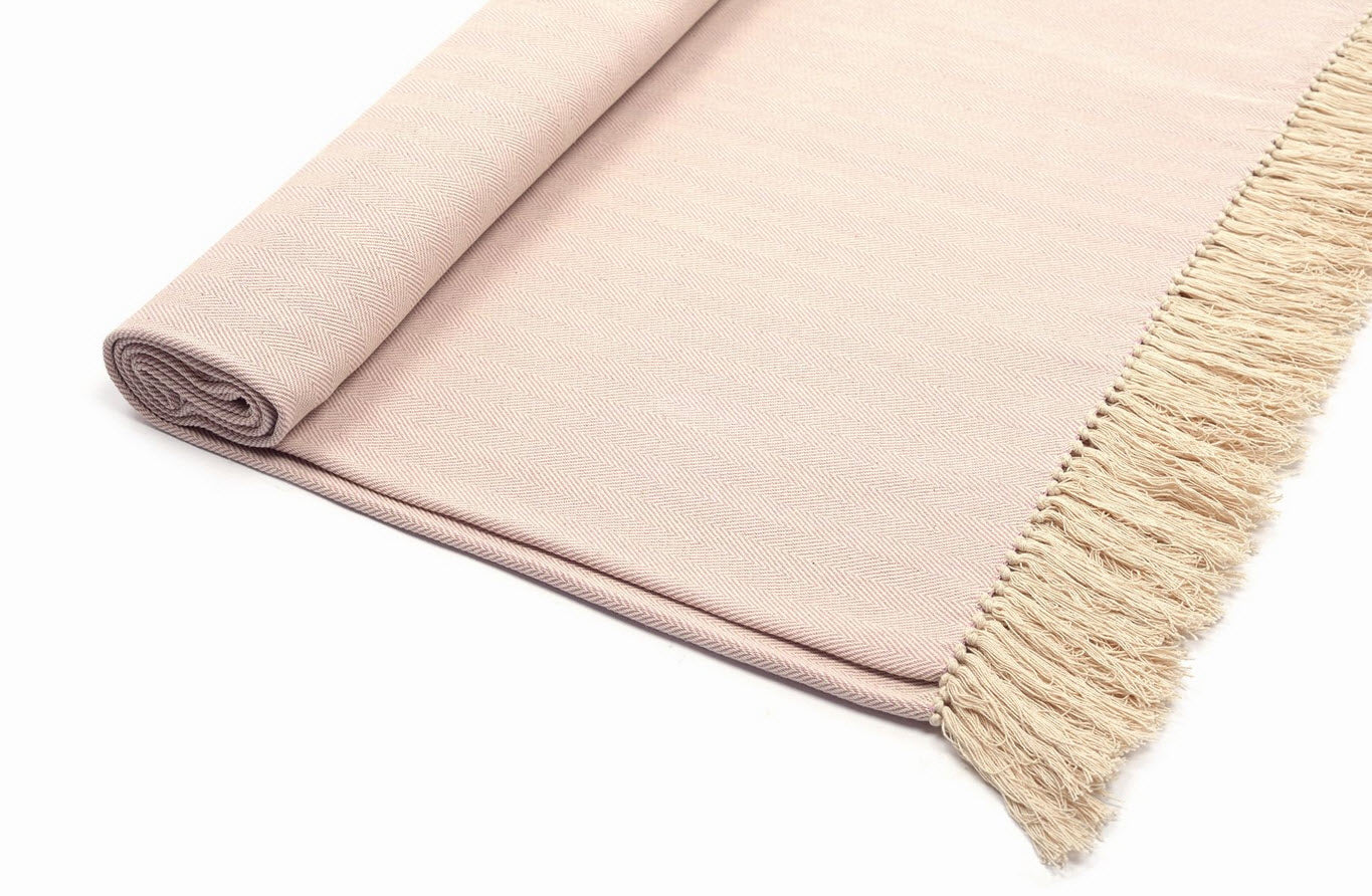 (Tages-) Decke beige/rosé aus Bio-Baumwolle