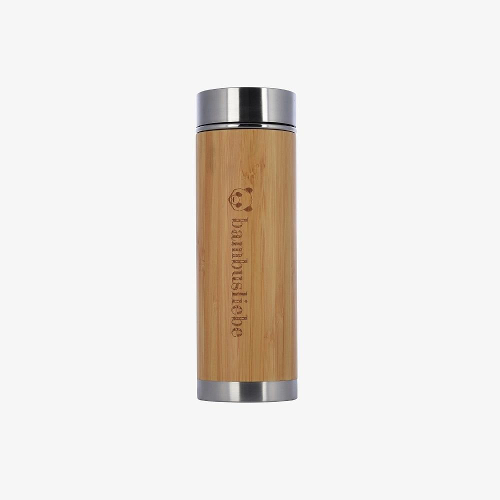 Bambus-Thermosflasche mit Teesieb - 450ml Inhalt
