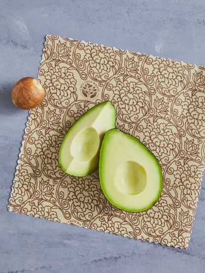 Veganes Wachs-Brottuch XL, verschiedene Muster und Farben, Bio Food Wrap