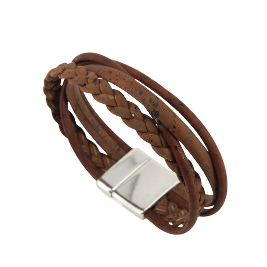 Armband aus Kork | dunkelbraun | mit Flechtband | vegan, nickelfrei, bleifrei  ❤ eco & fair Conceptstore ❤