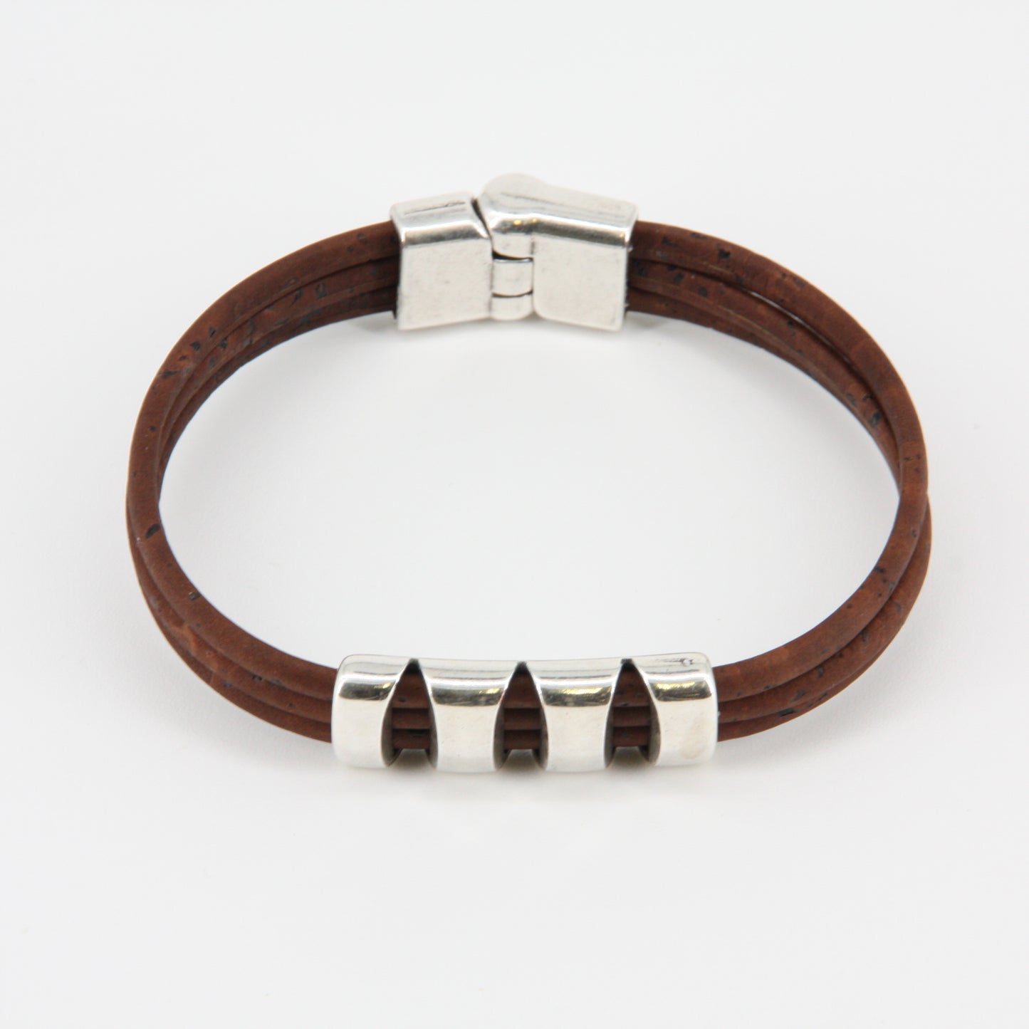 Veganes Kork-Armband mit Metall-Tunnel