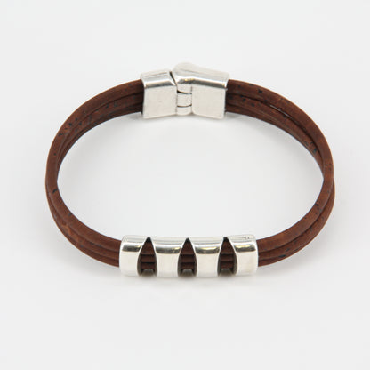Veganes Kork-Armband mit Metall-Tunnel