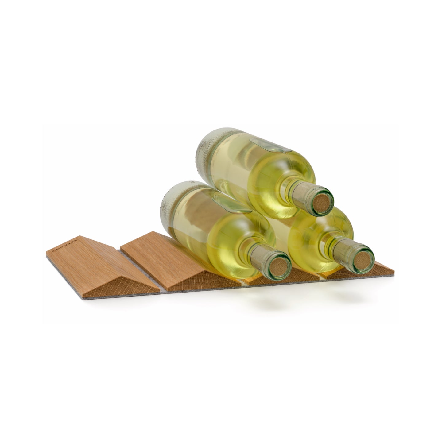 Weinregal "Weinberg" aus Vollholz, Eiche mit Filzunterlage